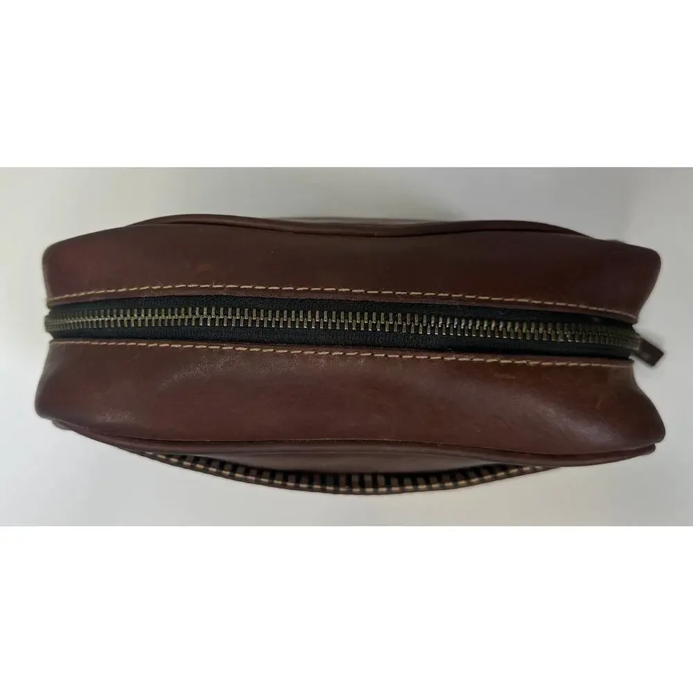 Vintage Men's Oiled Leather Brown Multi Compartment Toiletry/Travel/Gym Bag